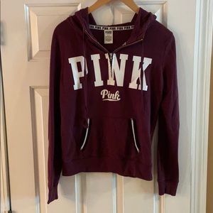 VS PINK Maroon Quarter-zip Sweatshirt